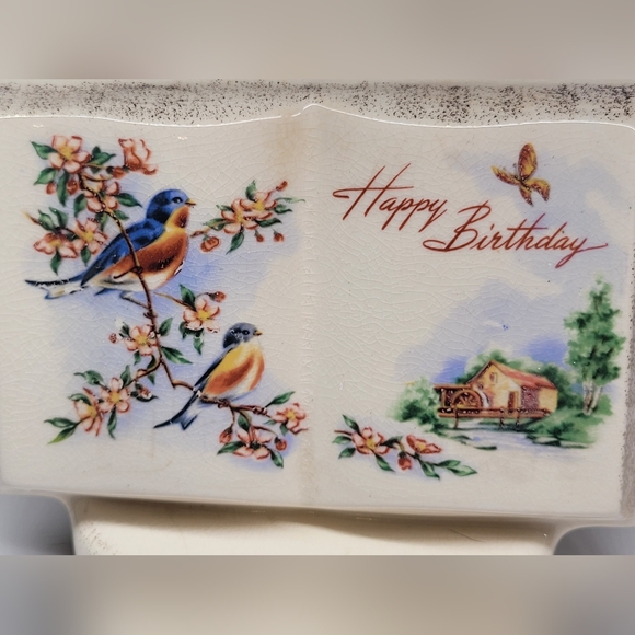Vintage 1950s Royal Windsor Ceramic Planter Books of Remembrance Happy Birthday - Picture 3 of 9